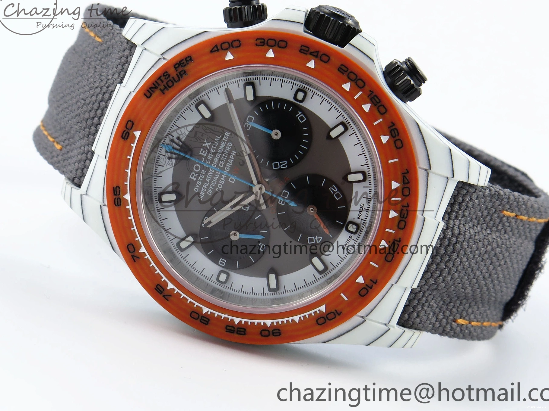 0516 Daytona DIW White Carbon Case DIWF Edition Gray White Dial Orange Bezel on Gray Nylon Strap A HighQuality 1844